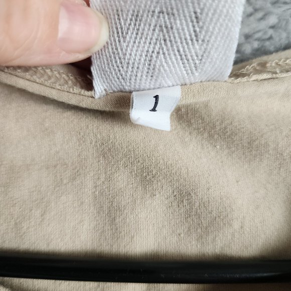 PLANET BY LAUREN G WOMENS TOP SIZE 1 (4/8) SAND COTTON LYCRA LONG SLEEVE RUCHE - Picture 8 of 10